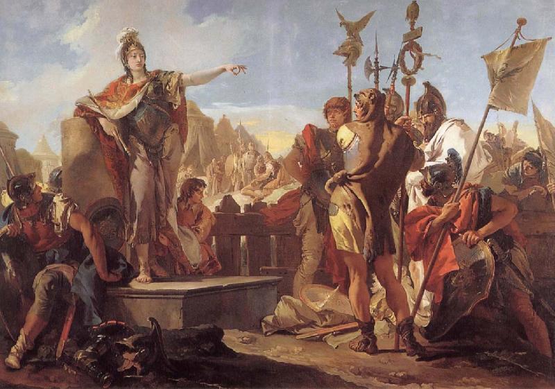 Giovanni Battista Tiepolo Queen Zenobia talk to their soldiers oil painting picture